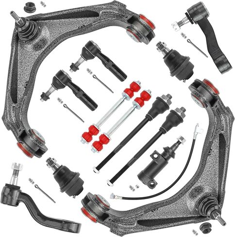 طقم تعليق أمامي 12 قطعة لسيارة تشيفي سيلفرادو جي إم سي سييرا 2500HD 3500HD 1500HD، سوبربان، أفالانش، يوكون XL، مع أذرع التحكم K620054، مفاصل كروية، قضبان ربط، وصلات شريط التأثير، بيتمان وذراع إيدلر in Kuwait