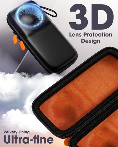 حقيبة حمل ProCase لجهاز Insta360 X5 / X4 (للقفص وغطاء العدسة)، حقيبة حماية صلبة للسفر محمولة متضمنة حلقة تسلق لحزام المعصم لملحقات Insta 360 X4 X5 - برتقالي أسود in Kuwait