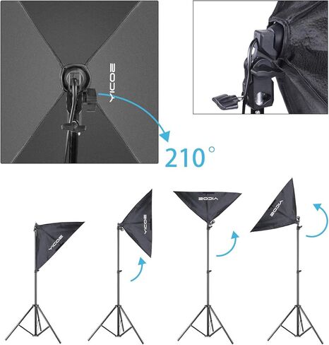 Softbox Photography Lighting Kit Professional Photo Studio Equipment 20"X28" Studio Photography Light with 5700K Energy Saving Light Bulb for Filming,YouTube Video,Model,Advertising Shooting in Saudi Arabia