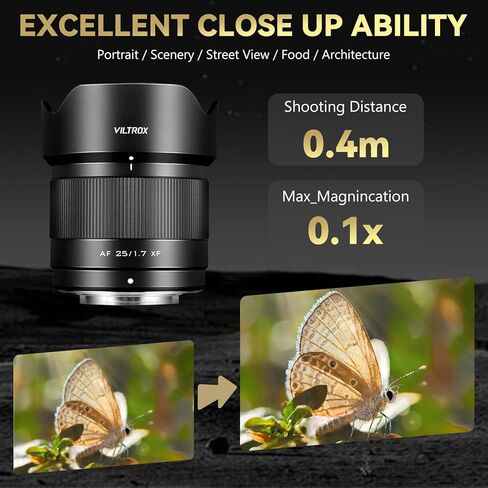 25mm f/1.7 APS-C Prime Lens for Fujifilm X-Mount - Fast Autofocus Large Aperture Lens Compatible with Fuji X-T30 X-T3 X-T4 X-E4 X-S10 X-Pro3 X-T100 X-A7 - Ideal for Portraits & Low Light Photography in Kuwait