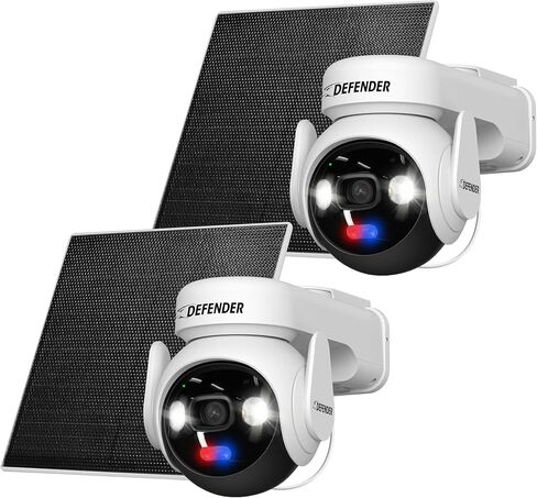 Solar 4K Security Cameras Wireless Outdoor, 360° PTZ, AI Human Detection, Color Night Vision, Battery Max with 5W Solar Panel, Weatherproof Home Surveillance - AOV AI Guard Ultra-Charge-2 Pack in Saudi Arabia