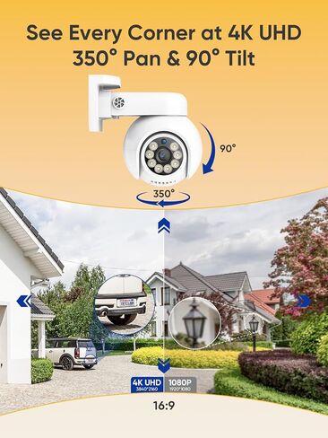 كاميرا SANNCE 4K 8MP PoE IP بشكل قبة مع ميكروفون/صوت، كاميرا أمان PT رؤية ليلية خارجية 100 قدم مقاومة للماء IP66 زاوية واسعة داخلية 2.8 مم تسجيل 24/7 in Saudi Arabia