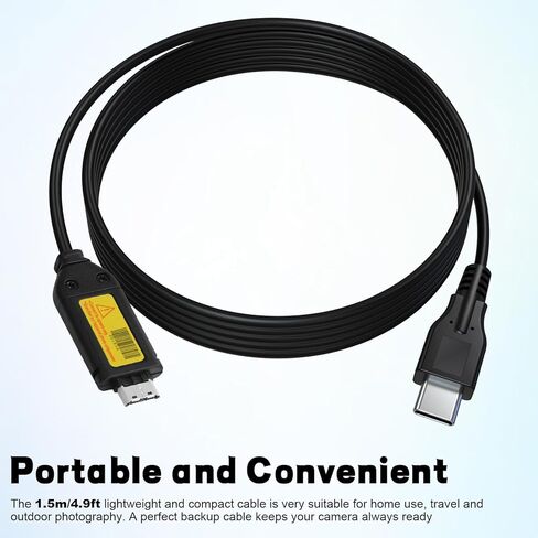كابل شحن وبيانات USB-C بطول 5 أقدام متوافق مع كاميرات سامسونج ST50 ST60 ST70 ST500 ST600 ST700 PL50 PL60 PL80 PL100 - كابل بديل لـ SUC-3 SUC-5 SUC-7 SUC-8 in Kuwait