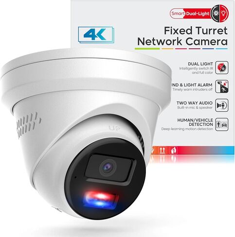 8MP Outdoor Dome PoE Camera - 4K IP Camera with Mic/Audio, Human/Vehicle Detection, Smart Hybrid Color Night, 2.8mm 114°FoV, IP67, IK08 vandalproof, H.265+, 3-Axis, 120db WDR, SD Card Slot in Kuwait