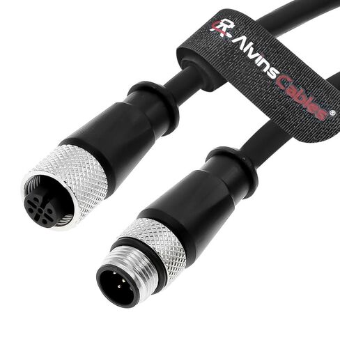 كابلات Alvin M12 A-Code 5 Pin ذكر إلى أنثى تمديد كابل للاتصالات الميدانية للأتمتة الصناعية، مستشعر عالي المرونة محمي وكابل طاقة إشارة المحرك 6.6 قدم/2 متر in Saudi Arabia