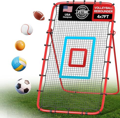 صافي إعادة صياغة الكرة الطائرة Net 7x4 FT ، Net 5-زاوية قابلة للتعديل لشبكة الحفر ، الإعداد ، الصعود ، ترتد معدات التدريب مع 2 خطوط مستهدفة وحقيبة سفر محمولة للتخزين in Kuwait