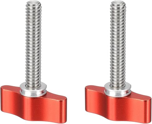 PATIKIL Clamping Screw Knob 1/4" x 1.89", 2Pcs Aluminum Alloy t Shaped Camera Thumb Screws for DSLR Flash Bracket Photography Light Stand Adapter Action Sports Camera Mounting System, Red in Saudi Arabia