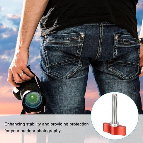 PATIKIL Clamping Screw Knob 1/4" x 1.89", 2Pcs Aluminum Alloy t Shaped Camera Thumb Screws for DSLR Flash Bracket Photography Light Stand Adapter Action Sports Camera Mounting System, Red in Saudi Arabia