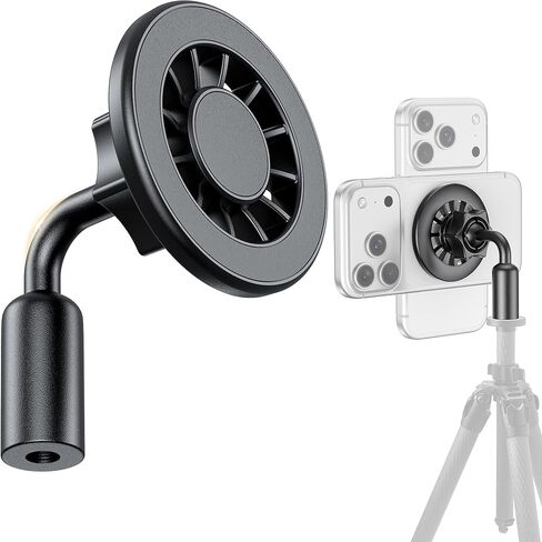 Magnetic Tripod Mount for MagSafe, Metal Arm Adapter with 1/4"-20 Hole for iPhone 17 16 15 14 13 12, Reinforced Base for Portrait Mode & Vlogging, Fits All Phones in Kuwait