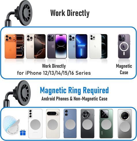 Magnetic Tripod Mount for MagSafe, Metal Arm Adapter with 1/4"-20 Hole for iPhone 17 16 15 14 13 12, Reinforced Base for Portrait Mode & Vlogging, Fits All Phones in Kuwait