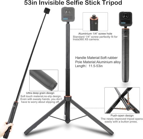 مجموعة ملحقات PellKing لـ Gopro Max2، تتضمن حقيبة حمل مع حزام، حامل ثلاثي القوائم لعصا سيلفي 135 سم، حامل المقود، حامل مغناطيسي، 4 قطع من حزام الجسم، حافظة سيليكون، ملصق لاصق وغيرها in Saudi Arabia