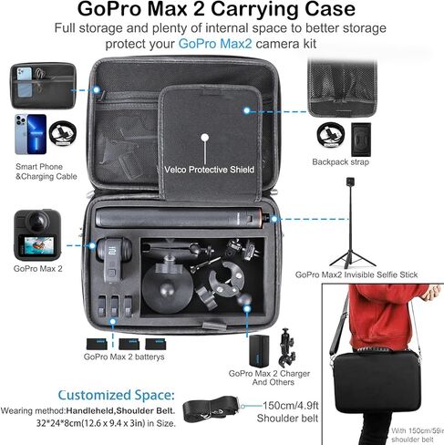 مجموعة ملحقات PellKing لـ Gopro Max2، تتضمن حقيبة حمل مع حزام، حامل ثلاثي القوائم لعصا سيلفي 135 سم، حامل المقود، حامل مغناطيسي، 4 قطع من حزام الجسم، حافظة سيليكون، ملصق لاصق وغيرها in Saudi Arabia