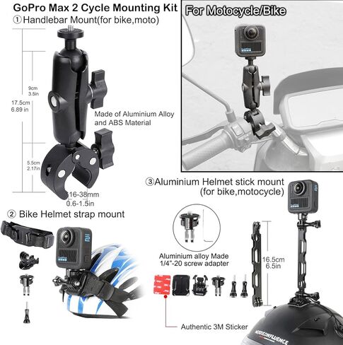 مجموعة ملحقات PellKing لـ Gopro Max2، تتضمن حقيبة حمل مع حزام، حامل ثلاثي القوائم لعصا سيلفي 135 سم، حامل المقود، حامل مغناطيسي، 4 قطع من حزام الجسم، حافظة سيليكون، ملصق لاصق وغيرها in Saudi Arabia