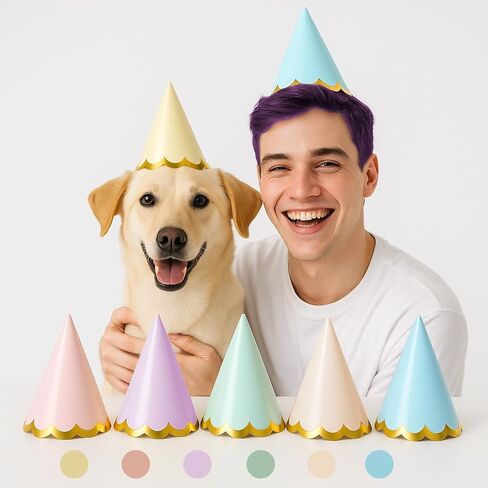 Fvumhlaoog 12-Pack Pre-Assembled Party Hats with Elastic Bands – No Assembly Needed, Fun Birthday Party Supplies, Wedding & Anniversary Decorations, Adult & Pet Photo Props in Kuwait