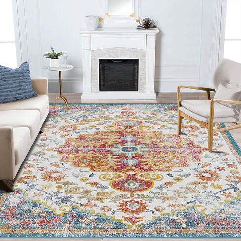 سجادة LOOMY مقاس 8 × 10 سجادة مربعة رمادية - سجاد عتيق قابل للغسل وغير قابل للانزلاق، سجادة تقليدية قابلة للطي، لمسة كلاسيكية رفيعة، سجادة منطقة غير قابلة للانزلاق لغرفة المعيشة، غرفة النوم، مكتب غرفة الطعام in Kuwait