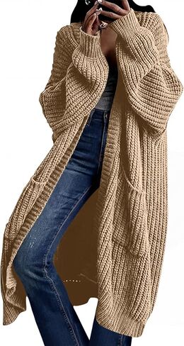 Women's Oversized Cardigans Sweater Long Coat Knit Fall Winter Cozy Outfits with Pockets 2025 in Saudi Arabia