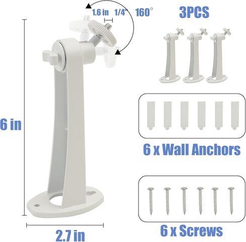 3PCS Extremely Long 6 in Camera Mount for eufy camera mount eufyCam 2C/2C Pro, 3C/S300, for SoloCam S220/C210, Adjustable Wall Mount Brackets Indoor/Outdoor, Aluminum Alloy Rust-Proof and Durable in Saudi Arabia
