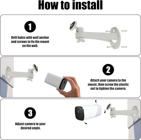 3PCS Extremely Long 6 in Camera Mount for eufy camera mount eufyCam 2C/2C Pro, 3C/S300, for SoloCam S220/C210, Adjustable Wall Mount Brackets Indoor/Outdoor, Aluminum Alloy Rust-Proof and Durable in Saudi Arabia