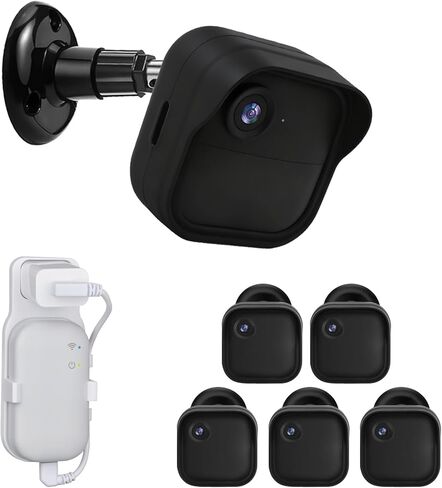 حامل كاميرا على الحائط لـ Blink Outdoor 4/2K+، 5 عبوات من غطاء السيليكون المقاوم للطقس وقابل للتعديل 360 درجة مع منفذ وحدة مزامنة وميض لنظام الكاميرا Blink Outdoor 4/2K+ (أسود) in Kuwait