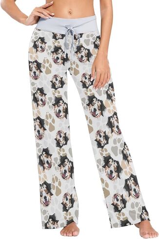 Women's Pj Pants Casual Wide Leg Pants High Waisted Lounge Pants in Saudi Arabia