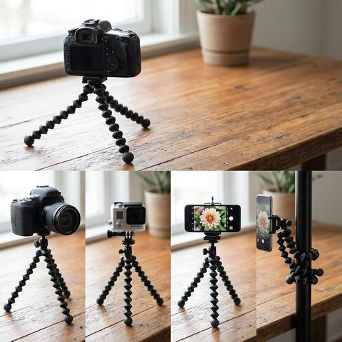 Portable Mini Tripod Stand - Adjustable Stainless Steel Desktop Holder for Smartphones Projectors and Live Streaming Cameras in Saudi Arabia