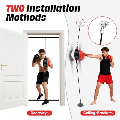 Doorway Punching Bag Double End Bag for Boxing, No Wall Installation Boxing Training Set with Bungee Cords, Double End Punching Ball Striking Equipment for Training at Home & Gym in Saudi Arabia