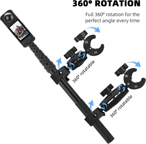BRDRC Motorcycle Mount for Insta360 X5 X4, Bike Handlebar Clamp Mounts 59" Invisible Selfie Stick Bundle Kit for Insta 360 X5 X4 X3 X2 X ONE, for DJI OSMO 360, for GoPro Camera Accessories in Saudi Arabia