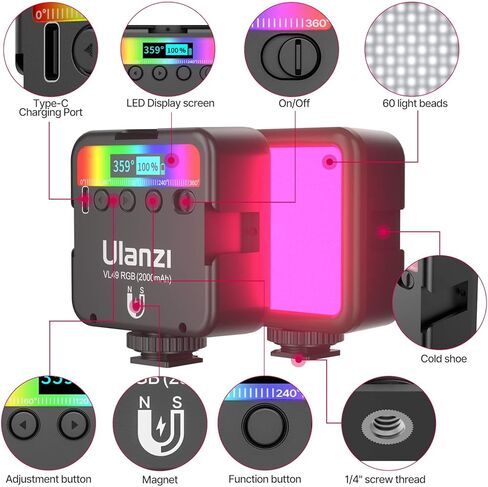 ULANZI VL49 RGB Lights with ULANZI MA54 Phone Holder Mount in Saudi Arabia
