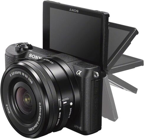 كاميرا سوني ألفا a5100 الرقمية بدون مرآة مع عدسة 16-50 مم (أسود) + شاشة 4K + طقم فلتر + بطاقة 2 × 64 جيجابايت + 3 بطاريات NPF-W50 + ضوء LED + برنامج Corel للصور + المزيد (متجدد) in Kuwait