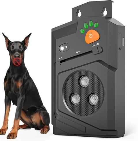 Automatic Anti Barking Device for Dogs, Ultrasonic Dog Bark Deterrent with 3 Emitters, 50Ft Range, No Shock Barking Silencer, IP66 Waterproof for Outdoor & Indoor in Kuwait
