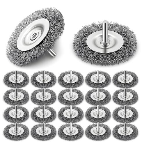 SHENLIU 20 Pcs 3 Inch Stainless Steel Wire Wheel Brushes for Drill with 1/4-Inch Shank, Die Grinder Wire Wheels for Power Operated Grinders in Saudi Arabia
