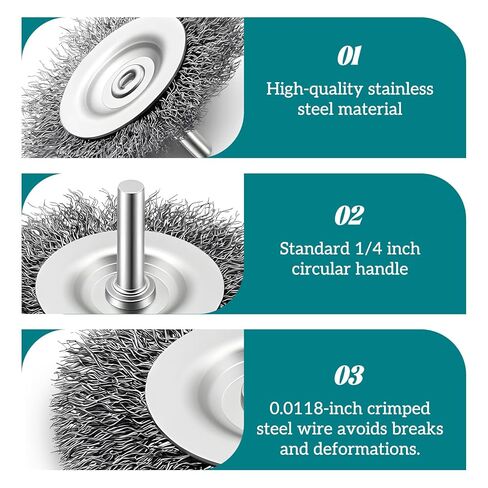 SHENLIU 20 Pcs 3 Inch Stainless Steel Wire Wheel Brushes for Drill with 1/4-Inch Shank, Die Grinder Wire Wheels for Power Operated Grinders in Saudi Arabia