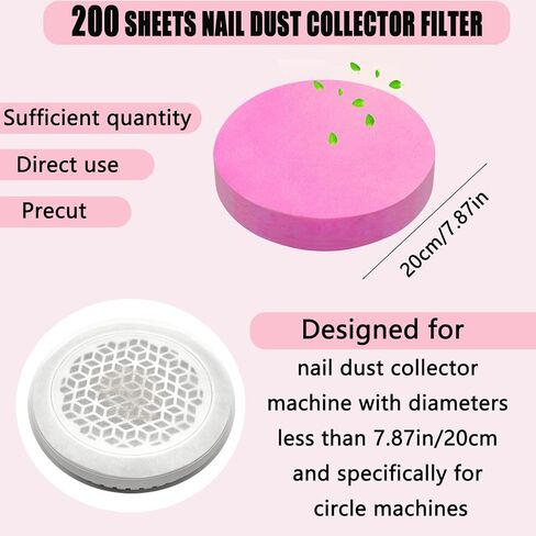 200 Sheets Nail Dust Collector Filter Disposable Nail Dust Filters for Most of Nail Dust Collector Machine Nail Vacuum Dust Collector Nail Tech for Nail Salon Nail Spa Nail Supplies Accessories in Saudi Arabia