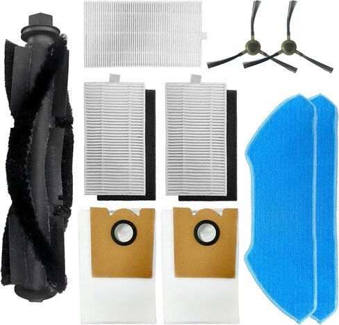 (10 Pack) M2 Pro Replacement Parts for Lefant M2 Pro/ M2S Pro Robot Vacuum, 1 Roller Brush, 2 Side Brushes, 2 HEPA Filters with Foam Filters, 2 Mop Pads, 2 Dust Bags, 1 HEPA Filter for Base Station in Saudi Arabia