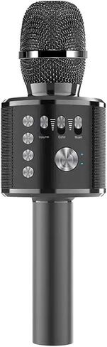 Microphone Wireless Bluetooth Speaker Mic Karaoke Microphone Handheld Portable Player for Children Home KTV Microphone(Red) in Kuwait