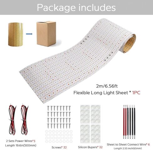 Large Tunable White LED Backlight Sheet 2700K-6500K, 78.7in x 9.45in 5.3 Sq Ft for Quartz Marble Countertops Backlit, 24V 104W 95+CRI Dimmable Flexible Cuttable Linkable LED Panel UL (6.56Ft Long) in Saudi Arabia
