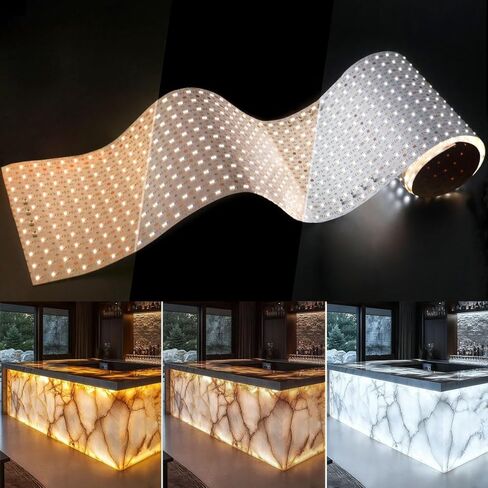 Large Tunable White LED Backlight Sheet 2700K-6500K, 78.7in x 9.45in 5.3 Sq Ft for Quartz Marble Countertops Backlit, 24V 104W 95+CRI Dimmable Flexible Cuttable Linkable LED Panel UL (6.56Ft Long) in Saudi Arabia