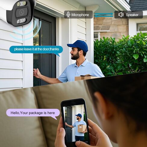 كاميرا مراقبة خارجية 8 ميجابكسل 4K POE، مقاومة للماء IP67، كاميرا IP للكشف عن المركبات البشرية، رؤية ليلية ملونة، صوت ثنائي الاتجاه، زاوية واسعة 2.8 مم، وصول عن بعد in Kuwait