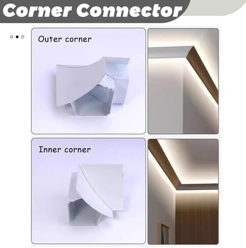 Crown Moulding LED Light Diffuser for Indirect Lighting - Baseboard, Wall Corner, Ceiling - Flexible Profile for Bedroom/Theater - Available in 1m, 2m, 3m (6ft) in Saudi Arabia