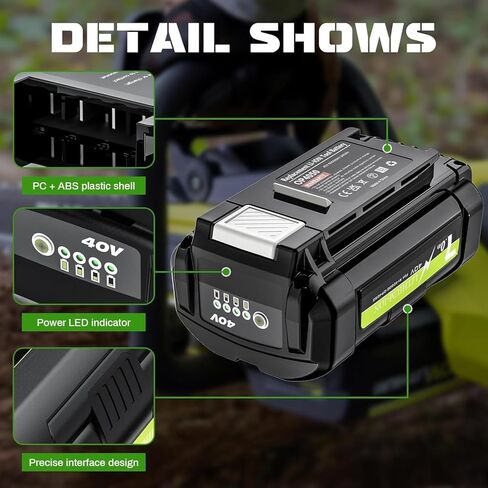 2 حزمة استبدال ليثيوم 7.0 أمبير في الساعة لمجموعة بطارية وشاحن Ryobi 40 فولت متوافقة مع بطارية Ryobi 40 فولت OP4050A OP40601 OP4040 OP4030 OP4050 OP40261 OP40201 OP40401 أدوات كهربائية لاسلكية in Kuwait