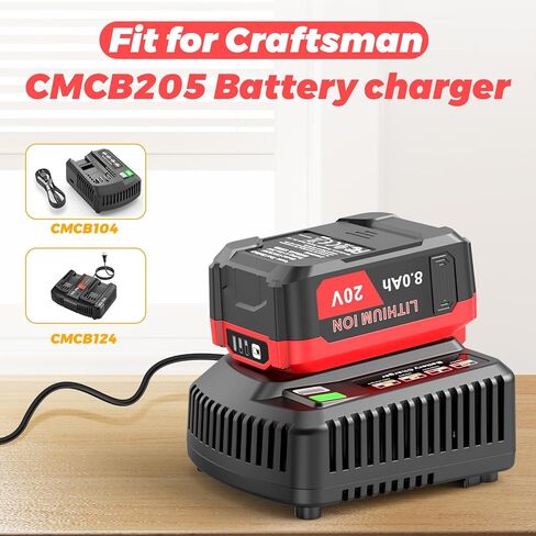 Upgraded 8000mAh High Capacity Compatible for Craftsman 20V V20 Battery (2-Pack) Compatible with CMCB205 CMCB204 CMCB206 CMCB202 CMCB201 20V Cordless Power Tools in Saudi Arabia
