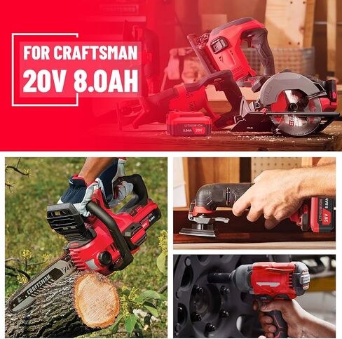 Upgraded 8000mAh High Capacity Compatible for Craftsman 20V V20 Battery (2-Pack) Compatible with CMCB205 CMCB204 CMCB206 CMCB202 CMCB201 20V Cordless Power Tools in Saudi Arabia