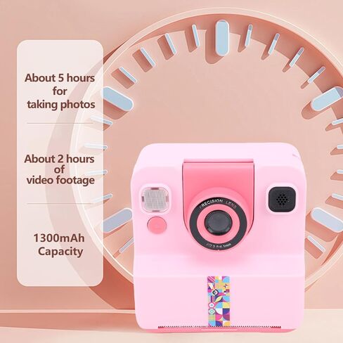 Instant Print Camera, 1080P Front Rear Dual Selfie Digital Camera with 180 Rotating Lens, Toddler Portable Travel Print with 2.4 Inch Screen for Kids (Roseate) in Saudi Arabia