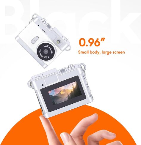 Keychain Camera, 0.96 Inch Color Screen 720P 5MP Portable Digital Camera with 32GB Memory Card, for Travel Learning Recording (Space White) in Saudi Arabia