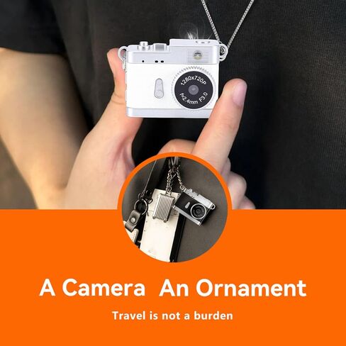 Keychain Camera, 0.96 Inch Color Screen 720P 5MP Portable Digital Camera with 32GB Memory Card, for Travel Learning Recording (Space White) in Saudi Arabia