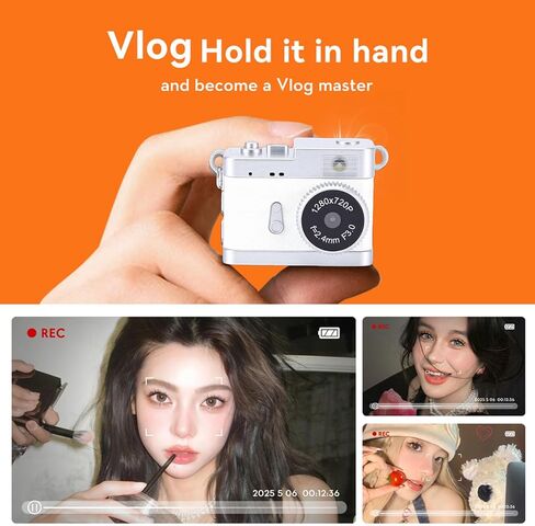Keychain Camera, 0.96 Inch Color Screen 720P 5MP Portable Digital Camera with 32GB Memory Card, for Travel Learning Recording (Space White) in Saudi Arabia