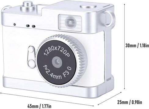 Keychain Camera, 0.96 Inch Color Screen 720P 5MP Portable Digital Camera with 32GB Memory Card, for Travel Learning Recording (Space White) in Saudi Arabia