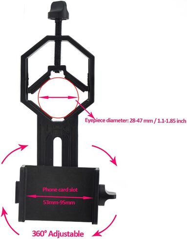 Universal Cell Phone Adapter Mount for Telescope Binoculars Spotting Scopes, 360° Adjustable Fits Eyepieces Diameter 1.1 to 1.85 inches and Phones 2.1 to 3.7 inches in Saudi Arabia
