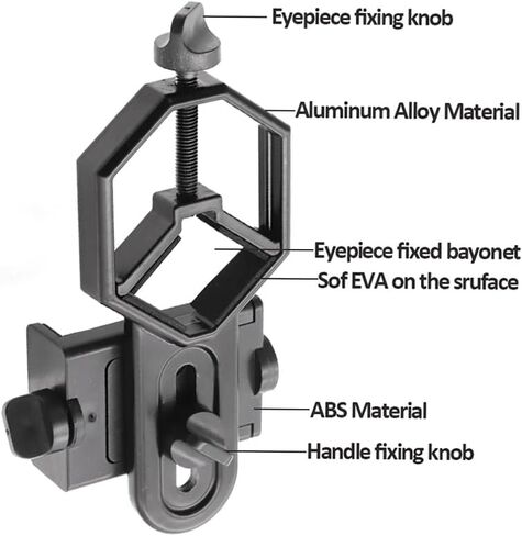 Universal Cell Phone Adapter Mount for Telescope Binoculars Spotting Scopes, 360° Adjustable Fits Eyepieces Diameter 1.1 to 1.85 inches and Phones 2.1 to 3.7 inches in Saudi Arabia
