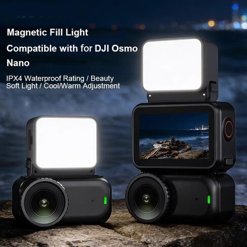 Magnetic Quick Release Fill Light for DJI Osmo Nano IPX4 Waterproof Selfie Light Mini Photography Fill Lighting with 3 Adjustable Color Temperature and Glare-Free High-Brightness with Charging Cable in Saudi Arabia